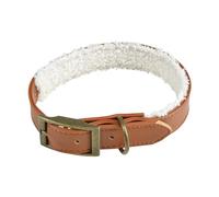 Love Story, Collier Similicuir Doublure Laine Bou Taille L 50 x H2,5 cm Wooly Cognac/Ecru