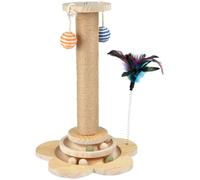 Love Story, Colonne à Griffer avec Jouets Integrés Corde Jute et Structure Bois D30 x H40 cm