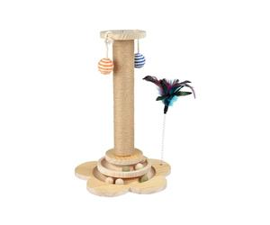 Love Story, Colonne à Griffer avec Jouets Integrés Corde Jute et Structure Bois D30 x H40 cm