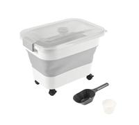 Love Story, Conteneur à Croquettes Rétractable 20L avec Pelle 44,8 x 28,3 x 28,1 cm Blanc Gris