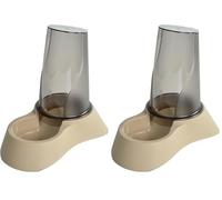 Love Story, Distributeur Eau et Croquettes Plastique 1,5L 26 x 18 x H25,5 cm Mocaccino (Lot de 2)