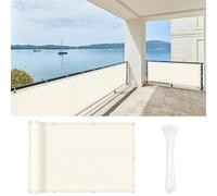 LOVE STORY Écran de Confidentialité pour Balcon 90x600cm avec Tissu HDPE,（Crème） Couverture de Balcon pour l'ombre, Écran Protecteur de Clôture avec œillets, Protection UV pour Jardin Extérieur