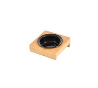 Love Story, Gamelle Ceramique Noire + Support Bambou Naturel- D12 cm 14 x 14Cm