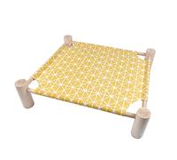Love Story, Hamac avec Pieds en Bois Polyester 53 x 48 x H13 cm Boho Cat Moutarde