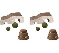 Love Story, Jouet Griffoir Magique Aimante avec Balles Herbe À Chat Carton 18,4 x 7 x H6 cm (Lot de 2)