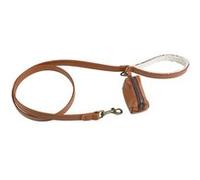 Love Story - Laisse en similicuir et bouclette avec distributeur de sacs - Cognac