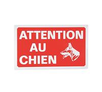 Love Story, Plaque Aluminium Attention Au Chien 33 x 20 cm Rouge et Blanc
