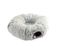 Love Story, Tunnel de Jeu pour Chat Pliable Polyester D80 x H,25 cm Fluffy Blanc Chiné