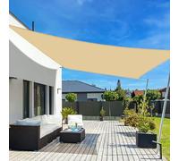 LOVE STORY Voile d'ombrage 2.5x2.5m Rectangulaire Imperméable à l'eau PES Toile d'ombrage Sable avec 95% de Protection UV pour Patio Extérieur Jardin