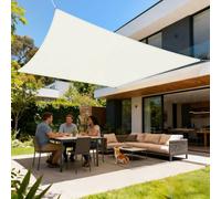 LOVE STORY Voile d'ombrage 2.5x3m Rectangulaire Imperméable à l'eau Toile d'ombrage Crème PES avec 95% de Protection UV pour Patio Extérieur Jardin