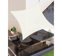LOVE STORY Voile d'ombrage 2x2m Rectangulaire Imperméable à l'eau PES Toile d'ombrage Crème avec 95% de Protection UV pour Patio Extérieur Jardin