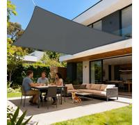 LOVE STORY Voile d'ombrage 2x4m Rectangulaire Imperméable à l'eau Toile d'ombrage Anthracite PES avec 95% de Protection UV pour Patio Extérieur Jardin