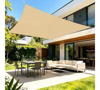 LOVE STORY Voile d'ombrage 3.5x5m Rectangulaire Imperméable à l'eau Toile d'ombrage Sable PES avec 95% de Protection UV pour Patio Extérieur Jardin