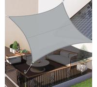 LOVE STORY Voile d'ombrage 3x3m Rectangulaire Imperméable à l'eau PES Toile d'ombrage Gris avec 95% de Protection UV pour Patio Extérieur Jardin