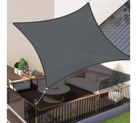 LOVE STORY Voile d'ombrage 4x4m Rectangulaire Imperméable à l'eau PES Toile d'ombrage Anthracite avec 95% de Protection UV pour Patio Extérieur Jardin