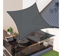 LOVE STORY Voile d'ombrage 4x4m Rectangulaire Imperméable à l'eau Toile d'ombrage Anthracite PES avec 95% de Protection UV pour Patio Extérieur Jardin