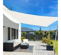 LOVE STORY Voile d'ombrage 4x6m Rectangulaire Imperméable à l'eau PES Toile d'ombrage Crème avec 95% de Protection UV pour Patio Extérieur Jardin