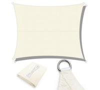 LOVE STORY Voile d'Ombrage Imperméable 3x3m Rectangulaire, Oxford Toile Ombrage Une Protection des Rayons 95% UV pour Extérieur Jardin Terrass Patio, Crème