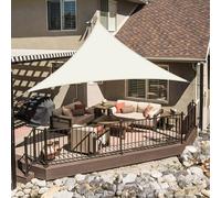 LOVE STORY Voile d'ombrage Triangulaire 2x2x2m Imperméable à l'eau PES Toile d'ombrage Crème avec 95% de Protection UV pour Patio Extérieur Jardin