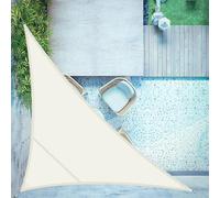 LOVE STORY Voile d'ombrage Triangulaire 3.6x3.6x5.1m Imperméable à l'eau PES Toile d'ombrage Crème avec 95% de Protection UV pour Patio Extérieur Jardin
