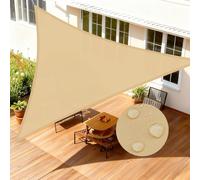 LOVE STORY Voile d'ombrage Triangulaire Imperméable 3.6x3.6x3.6m Toile Ombrage PES avec 95% UV Protection pour Patio Extérieur Jardin Terrasse, Sable