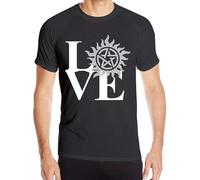 Love Supernatural Men's Short Sleeve T Shirts Quick-Drying Outdoor Sports Tops Manches Courtes(3X-Large)