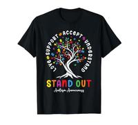 Love Support Accept Comprendre l'Autisme Sensibilisation aux Personnes autistes T-Shirt Graphique avec Valeur, Homme, Noir, L