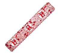 Love Table Runner - Red Lace Love Heart Valentine's Day Dining Decorations | Indoor Desk Centerpiece Table Runner,for Party Anniversaries Themed Banquet Home Couples Party Anniversaries