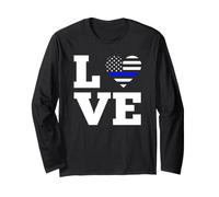 Love Thin Blue Line Police Manche Longue