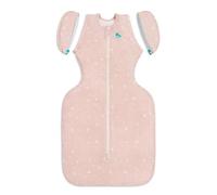 Love To Dream Emmaillotage en transition, taille M de 6 à 8,5 kg, lune rose poudré, ajustement parfait, ailes zippées, 1,5 TOG convient pour des températures douces (18-22 °C), lavable en machine et