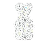 Love To Dream Emmailloter UP Viscose de Bamboo Jersey Lite, Tissu ultra léger pour températures chaudes (24-27 °C), Position des bras vers le haut, essentiels pour bébé pour nouveau-né (bisous blancs,