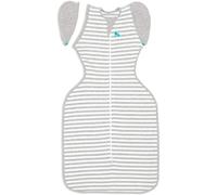 Love To Dream Sac de Transition Swaddle Up, Taille Moyenne 6-8,5 kg, Gris, Coupe ajustée, Ailes Amovibles, 1,0 tog (20-24 °C), Lavable en Machine et Double Fermeture éclair