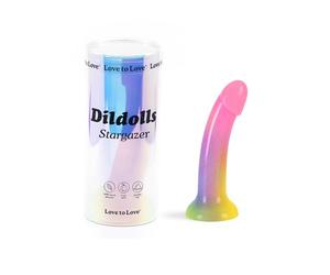 Love to Love Dildolls - Dildo Réaliste en Silicone Liquide 100% Soft Touch,Stimulation P&G-Spot, Corps Flexible avec Ventouse Puissante,Anal Safe, Étanche IPX7,Gode Design Pailleté - Stargazer/M