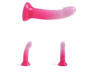 Love to Love Dildolls - Dildo Réaliste en Silicone Liquide 100% Soft Touch, Stimulation P & G-Spot, Corps Flexible avec Ventouse Puissante, Anal Safe, Étanche IPX7, Gode Design Pailleté - Sunrise/M