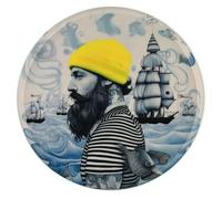 Love Trays Plateau décoratif rond Motif marin Bleu/jaune