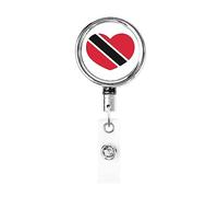 Love Trinité-et-Tobago Drapeau Cœur Porte-badge en métal robuste, porte-badge rétractable avec clip de ceinture pour porte-clés porte-nom employé enseignant 1
