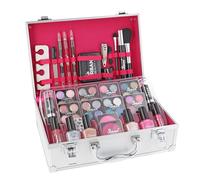 LOVE URBAN BEAUTY Dazzling - Trousse de maquillage végétalienne 60 pièces pour adolescents - Élégante boîte argentée - Design compact et léger - Ensemble de maquillage pour femme facile à transporter