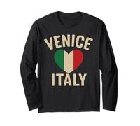 Love Venise Italy Venezia Italia Drapeau italien Cœur Manche Longue