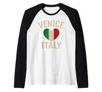 Love Venise Italy Venezia Italia Drapeau italien Cœur Manche Raglan