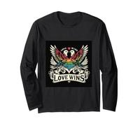 Love Wins Gay Pride Rainbow Lovebirds Égalité LGBTQ Manche Longue
