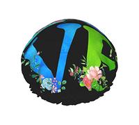 Love World Earth Day Bonnet de douche pour femmes Bonnets réutilisables pour cheveux longs Bonnet de douche réglable à double couche pour femmes Enfants Convient à toutes les longueurs