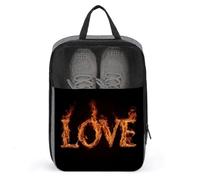 Love Written in Flames Sac à chaussures pour voyage usage quotidien Sac de rangement anti-poussière Pochette à chaussures de golf
