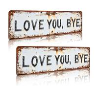 Love You, Bye - Mur en Métal Vintage 40,6 X 10,2 Cm, Art Mural Rustique en Aluminium, Plaque Murale en Métal de Style Verdure Rétro, Décoration D'intérieur Impertinente(2pcs)