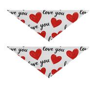 Love You Lot de 2 bandanas pour chien avec cœurs rouges pour chiot, anniversaire, vacances, accessoires pour animaux domestiques, collier bandana pour chat, chaton, taille L