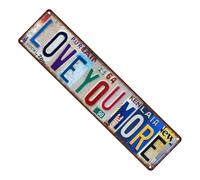 Love You More License Plate, Retro Weatherproof Home Decoration, Standard Size Tin License Plate Sign for Romantic Wall Display and Gift Giving, Heavy Duty Metal Decorative