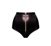 LOVE YOU SEXY Slip Zippé Avant Taille Haute en Faux Cuir pour Femme, Blush Rose L