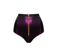 LOVE YOU SEXY Slip Zippé Avant Taille Haute en Faux Cuir pour Femme, Magenta Violette XXL