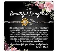 Love You This Much Collier sentimental en argent sterling 925 avec inscription « Père to Daughter » et « Dad to Daughter », 6-8" Adjustable, Argent sterling, Zircone cubique