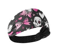 Love You To Death Serre-tête de mort et cœur rose antidérapant pour femme tendance et extensible pour cheveux pour femme pour yoga, yoga, football, cintillos de pelo para mujeres