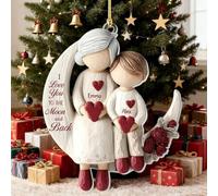Love You To The Moon And Back, Grandma and Grandchild Moon Love, Ornement personnalisé en acrylique pour grand-mère et petit-enfant assis sur des lunes pour sapin de Noël à suspendre